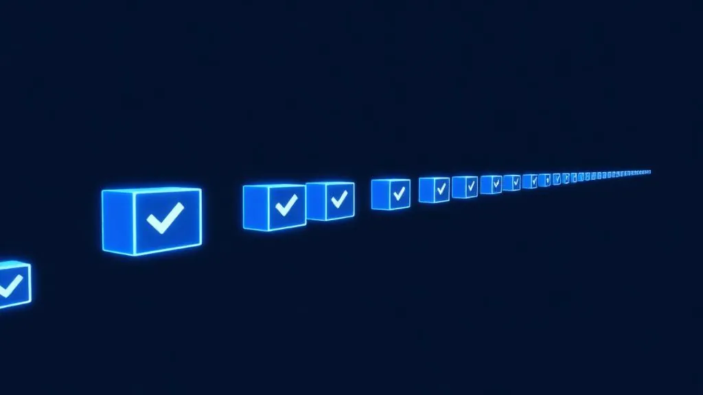 Chain of verified transaction blocks forming an immutable governance audit trail