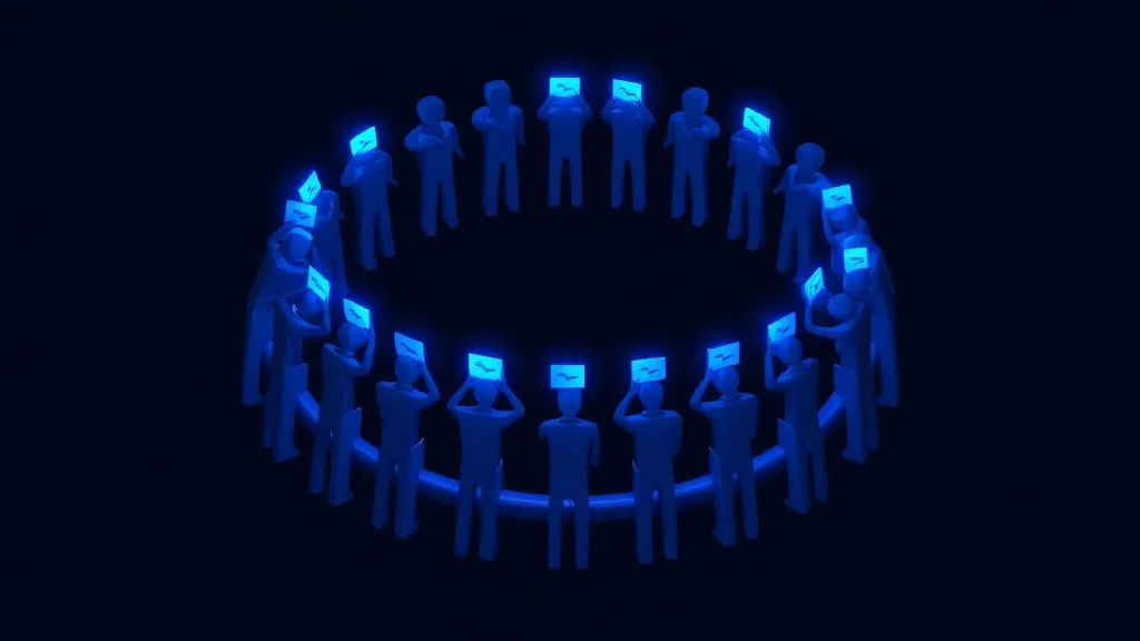 Community of token holders casting votes around a governance ring