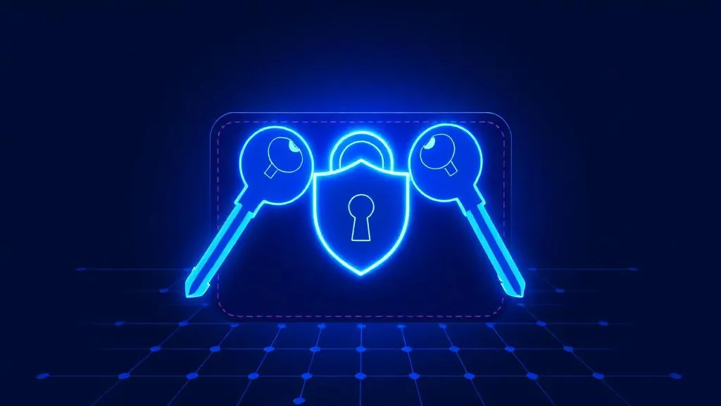 Multisig wallet illustration with multiple keys unlocking a single shield