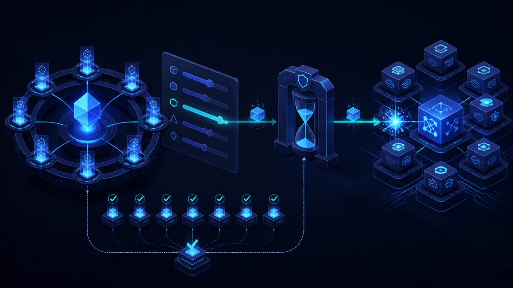 Governing protocol parameter changes Protocol parameter changes shown as governance controlled sliders and dials