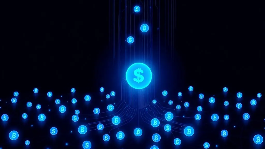 Governance tokens flowing from many holders to a single delegate node